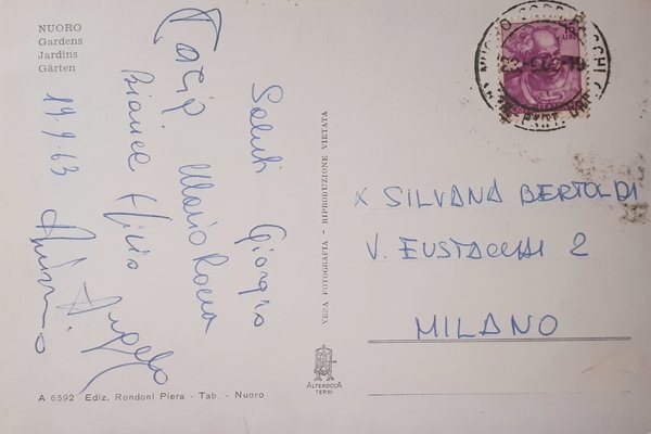Cartolina - Nuoro - Giardini - 1963