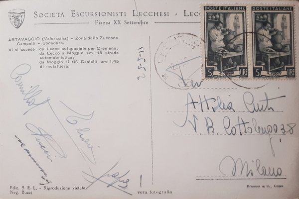 Cartolina - Rifugio Castelli e Punta Sodadura - 1952