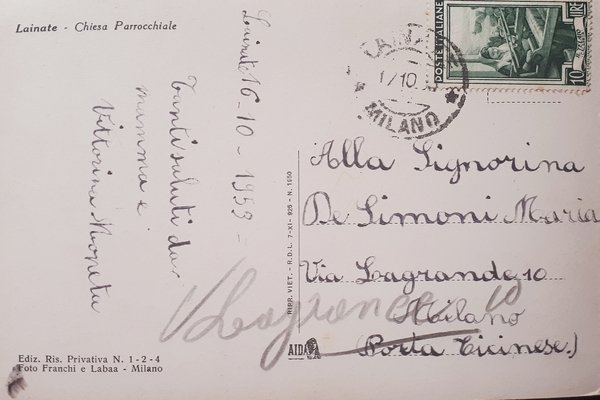 Cartolina - Lainate - Chiesa Parrocchiale - 1959