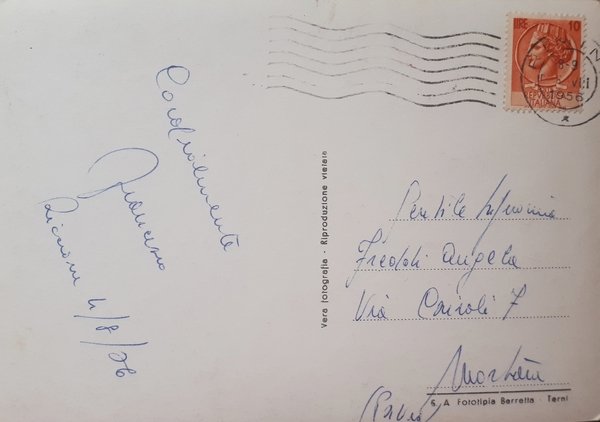 Cartolina - Riccione - Piazzale a mare - 1956