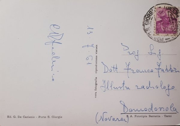 Cartolina - Saluti da Porto San Giorgio - 1961