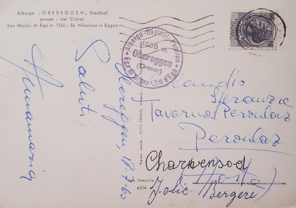 Cartolina - Albergo Obereggen Gasthof presso bei Orther - 1960