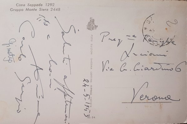 Cartolina - Cima Sappada - Gruppo Monte Siera - 1953