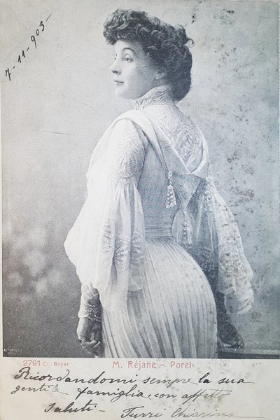 Cartolina - Attrice M. Réjane - Porel - 1903 | Immagine principale