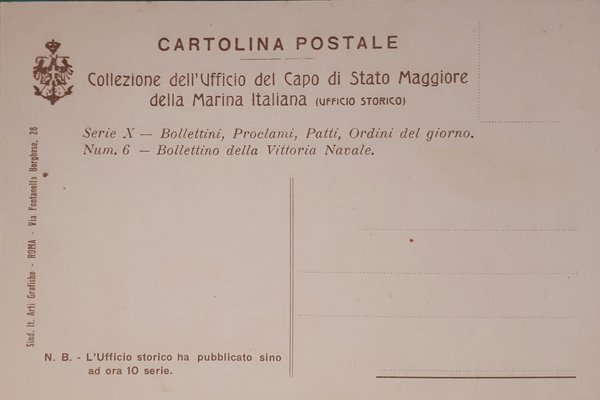 Cartolina - Marina Italiana - Bollettino della Vittoria Navale - …