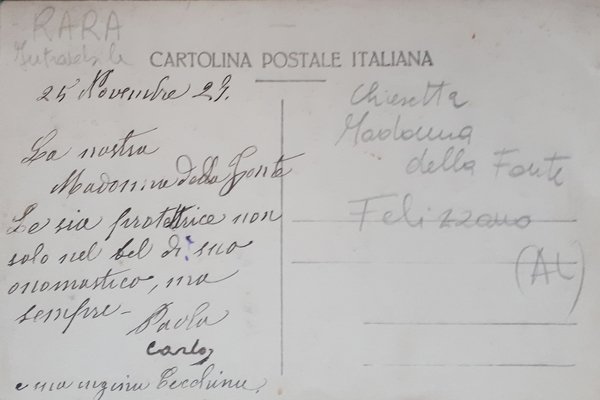 Cartolina - Chiesetta Madonna della Fonte - Felizzano - 1927