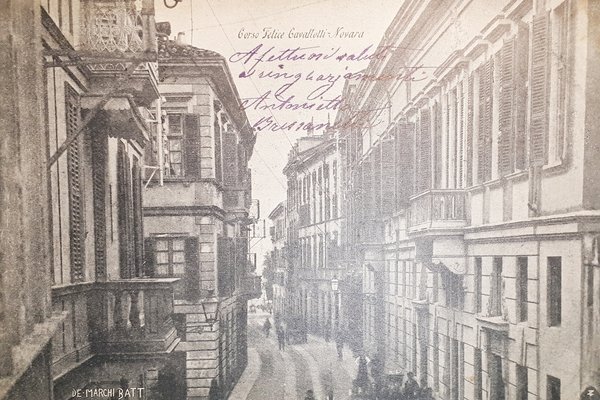Cartolina - Corso Felice Cavallotti - Novara - 1902 ca.
