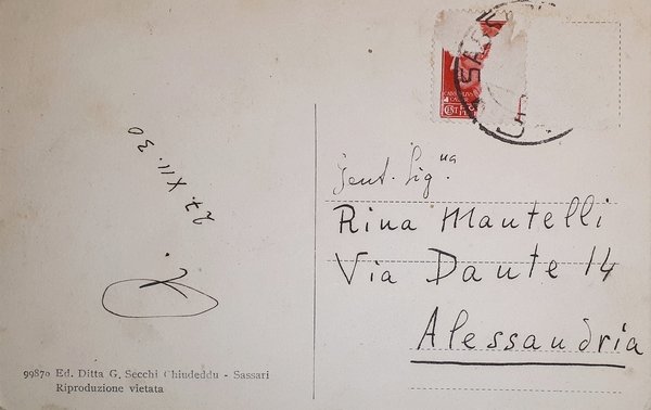 Cartolina - Sassari - Via Roma - 1930