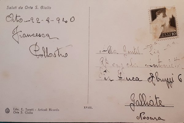 Cartolina - Saluti da Orta S. Giulio - 1940