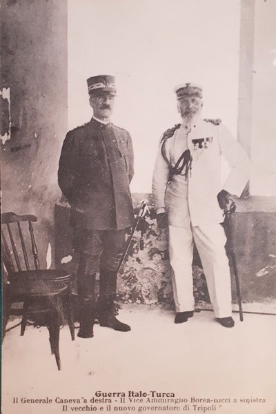 Cartolina Guerra Italo /Turca Generale Caneva e Vice Ammiraglio Borea …