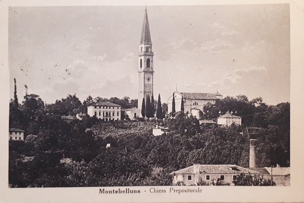 Cartolina - Montebelluna - Chiesa Prepositurale - 1947