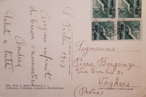 Cartolina - Montebelluna - Chiesa Prepositurale - 1947