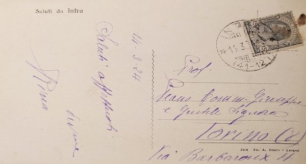 Cartolina - Intra - Lago Maggiore - Panorama - 1924
