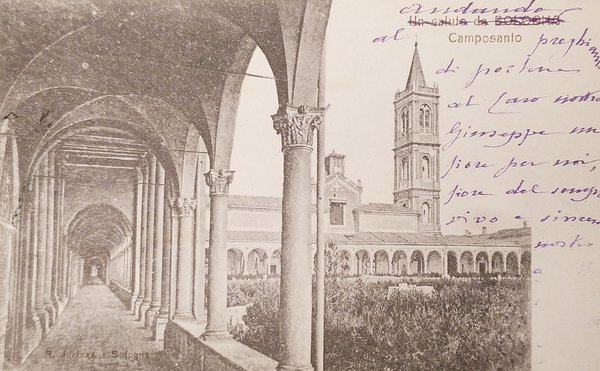 Cartolina - Un Saluto da Bologna - Camposanto - 1908 | Immagine principale