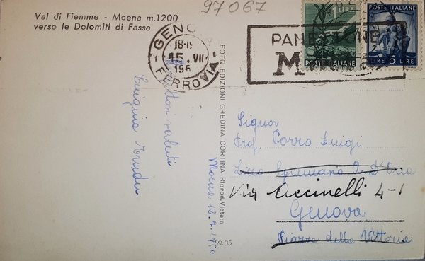 Cartolina - Val di Fiemme - Moena verso le Dolomiti …