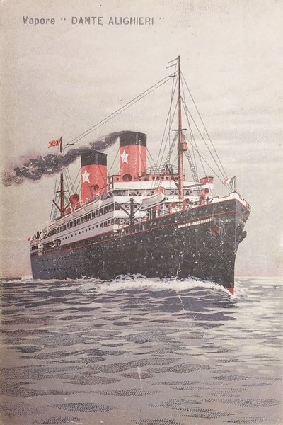 Cartolina Navi - Transatlantica Italiana Genova - Vapore Dante Alighieri … | Immagine principale