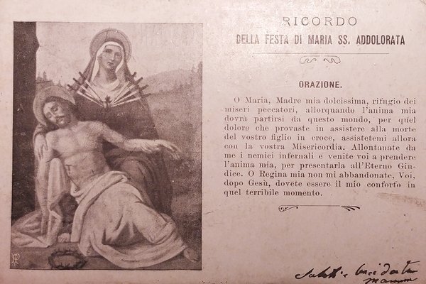 Cartolina - Ricordo della Festa di Maria SS. Addolorata - …