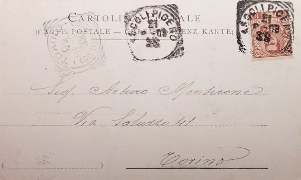 Cartolina - Ascoli Piceno - Porta Palazzo Bonaparte - 1903