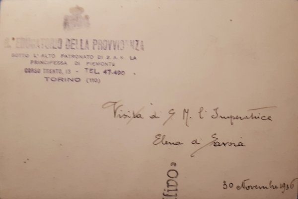 Cartolina - R. Educatorio della Provvidenza - Torino - 1936