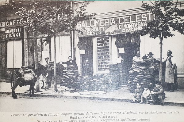 Cartolina - Fiuggi - Negozio Salumeria Celesti Prosciutti di Montagna …
