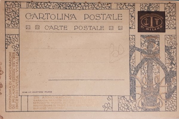 Cartolina - Compagnia di Assicurazione di Milano - Bologna - …