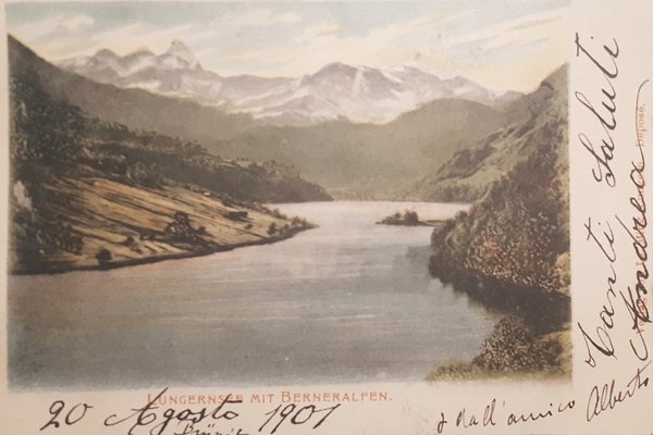 Cartolina - Lungernsee mit Bernaralfen - Svizzera - 1901 | Immagine principale