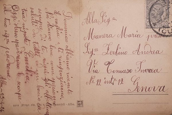 Cartolina - Saluti da Alba - 1924 | Immagine Gallery 2