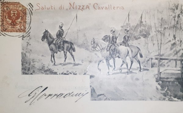 Cartolina - Comandante del Reggimento Saluti di Nizza Cavalleria - …