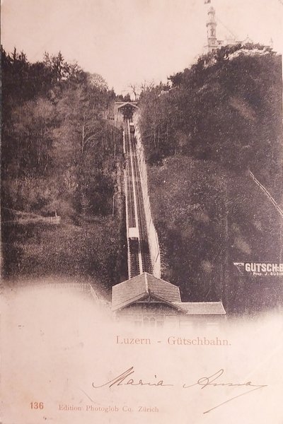 Cartolina - Svizzera - Luzern - Gütsch Bahn - 1901 | Immagine principale