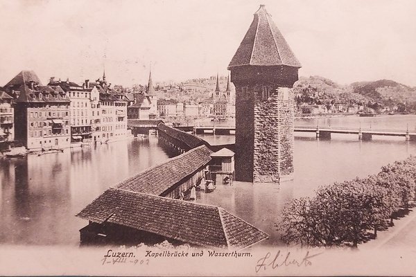 Cartolina - Svizzera - Luzern - Kapellbrücke und Wasserturm - …