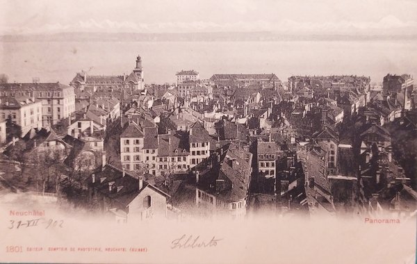 Cartolina - Svizzera - Neuchâtel - Panorama - 1902 | Immagine principale