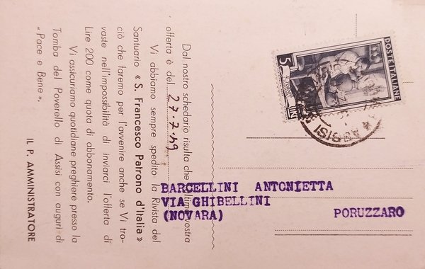 Cartolina - San Francesco d'Assisi - 1939