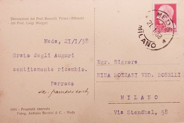 Cartolina - Meda - Chiesa Parrocchiale - Navata centrale - …