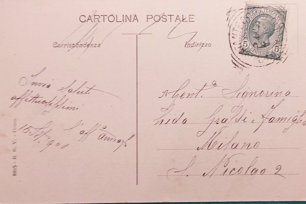 Cartolina - Saluti da Carate Lario - 1908