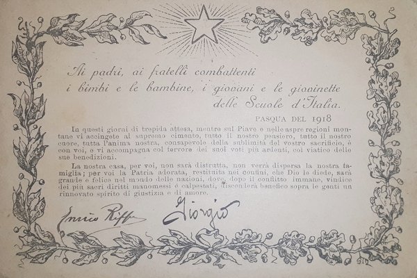 Cartolina - Militaria WWI - Ai padri, ai fratelli combattenti …