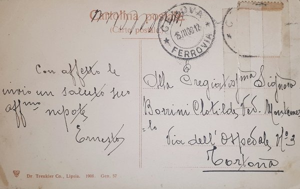 Cartolina - Genova - Piazza Manin - 1908