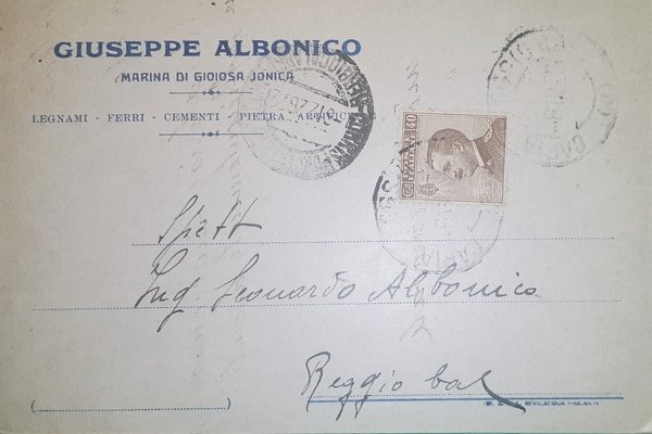 Cartolina - Pubblicitaria - Giuseppe Albonico - Marina di Gioiosa …