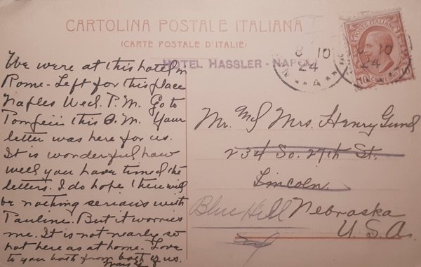 Cartolina - Grand Hotel Michael - Roma - 1924