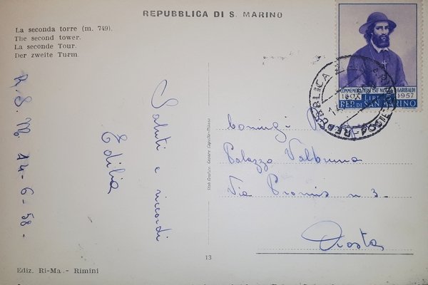Cartolina - La Seconda Torre - Repubblica di San Marino …