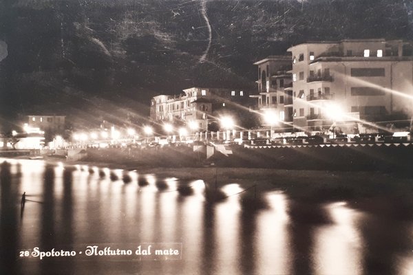 Cartolina - Spotorno - Notturno dal mare - 1956