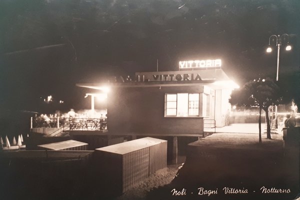 Cartolina - Noli - Bagni Vittoria - Notturno - 1959