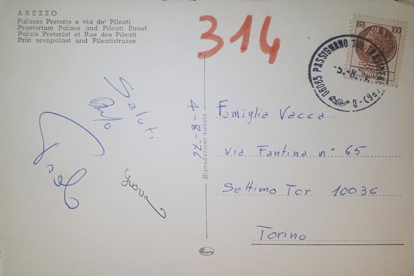 Cartolina - Arezzo - Palazzo Pretorio e via dei Pileati …