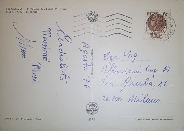 Cartolina - Tremalzo - Rifugio Guella - C.A.I. - S.A.T. …