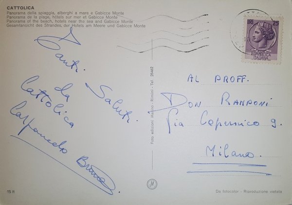 Cartolina - Cattolica - Panorama della spiaggia - Gabicce Monte …