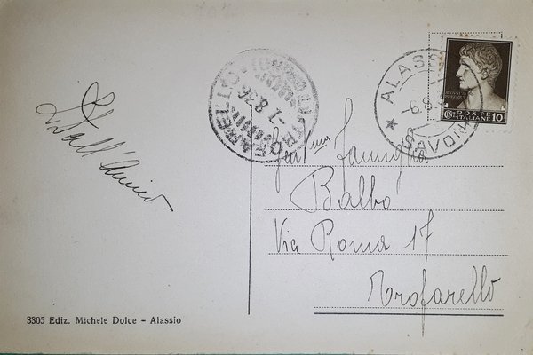 Cartolina - Alassio - La Spiaggia - 1936