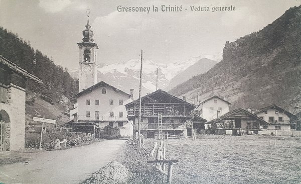 Cartolina - Gressoney La Trinitè - Veduta generale - 1908