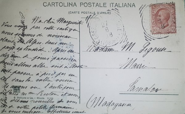 Cartolina - Gressoney La Trinitè - Veduta generale - 1908