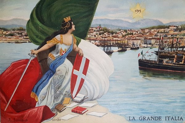 Cartolina - Militaria WWI - La Grande Italia - Illustr. …