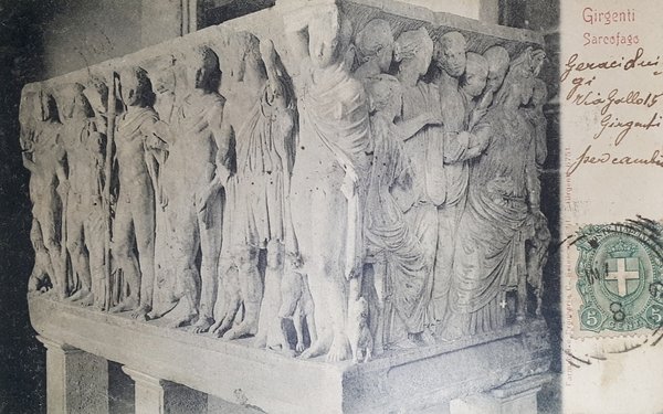 Cartolina - Girgenti Sarcofago di Fedra ad Agrigento - 1901