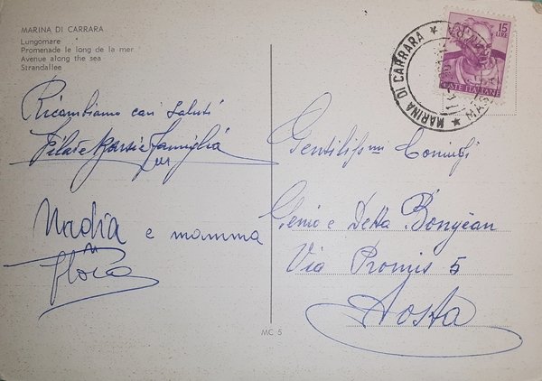 Cartolina - Marina di Carrara - Lungomare - 1961 | Immagine Gallery 2